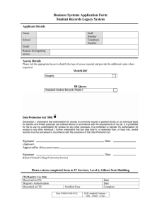 Business Systems Application Form Student Records Legacy System  Applicant Details
