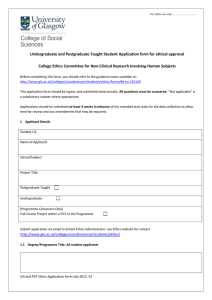 Undergraduate and Postgraduate Taught Student Application form for ethical approval