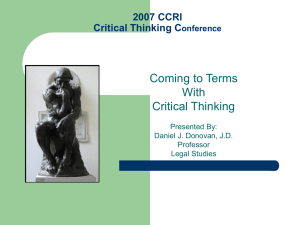 Coming to Terms With Critical Thinking 2007 CCRI