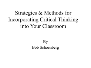 Strategies &amp; Methods for Incorporating Critical Thinking into Your Classroom By