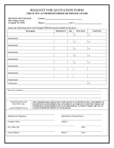REQUEST FOR QUOTATION FORM
