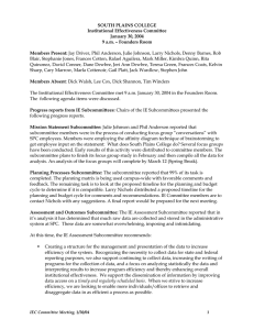 SOUTH PLAINS COLLEGE Institutional Effectiveness Committee January 30, 2004