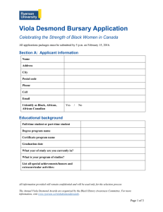 Viola Desmond Bursary Application Section A:  Applicant information Educational background