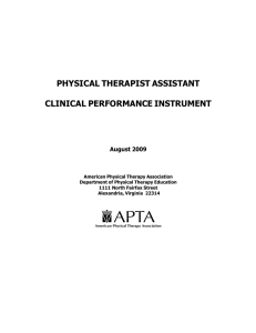 PHYSICAL THERAPIST ASSISTANT CLINICAL PERFORMANCE INSTRUMENT August 2009