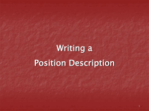 Writing a Position Description 1