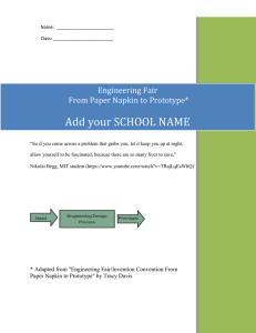 Add your SCHOOL NAME Engineering Fair From Paper Napkin to Prototype*