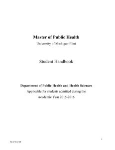 Master of Public Health Student Handbook  University of Michigan-Flint