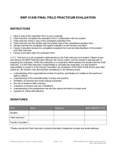 SWP 51A/B FINAL FIELD PRACTICUM EVALUATION INSTRUCTIONS