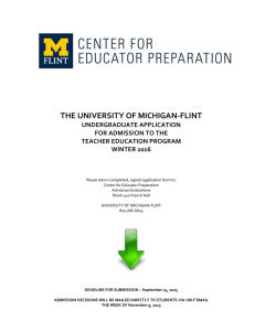 THE UNIVERSITY OF MICHIGAN-FLINT UNDERGRADUATE APPLICATION FOR ADMISSION TO THE