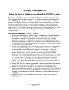 University of Michigan-Flint Graduate Student Research Assistantship (GSRA) Program