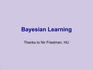 Bayesian Learning Thanks to Nir Friedman, HU .