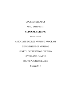 CLINICAL NURSING COURSE SYLLABUS RNSG 2461 (4:0:15)