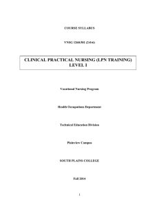 CLINICAL PRACTICAL NURSING (LPN TRAINING) LEVEL I