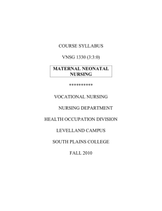 MATERNAL NEONATAL NURSING COURSE SYLLABUS