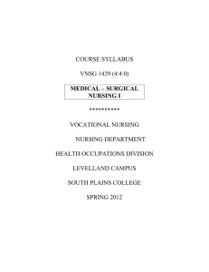 MEDICAL – SURGICAL NURSING I COURSE SYLLABUS