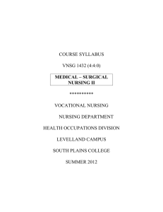 MEDICAL – SURGICAL NURSING II COURSE SYLLABUS