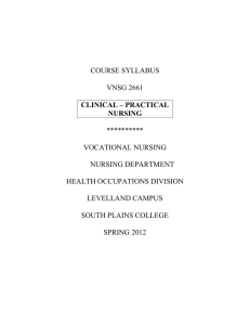 CLINICAL – PRACTICAL NURSING COURSE SYLLABUS