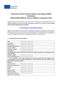 Programme Country Erasmus Mundus Joint Degree (EMJD) Scholarship