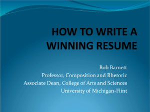 Bob Barnett Professor, Composition and Rhetoric University of Michigan-Flint