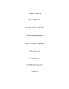 COURSE SYLLABUS WLDG 2435 (4:2:8) Advanced Layout and Fabrication