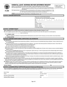 PARENTAL LEAVE / WORKING MOTHER DEFERMENT REQUEST