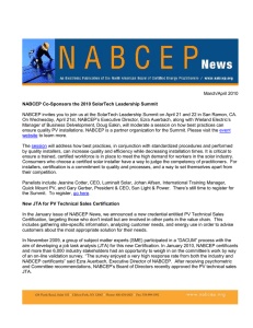 March/April 2010 NABCEP Co-Sponsors the 2010 SolarTech Leadership Summit