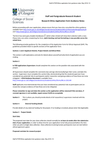 Staff and Postgraduate Research Student Research Ethics Application Form Guidance Notes