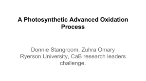 A Photosynthetic Advanced Oxidation Process Donnie Stangroom, Zuhra Omary