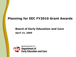 Planning for EEC FY2010 Grant Awards April 14, 2009