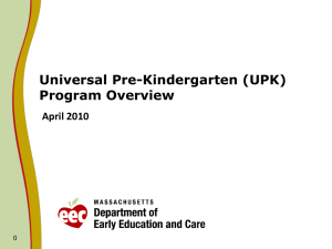 Universal Pre-Kindergarten (UPK) Program Overview April 2010 0