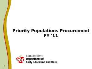 Priority Populations Procurement FY ‘11 1