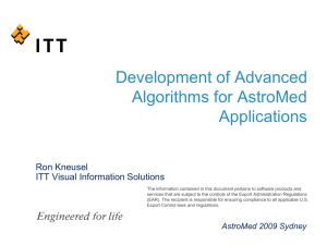 Development of Advanced Algorithms for AstroMed Applications Ron Kneusel