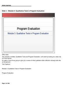 Slide 1 - Module 3: Qualitative Tools in Program Evaluation