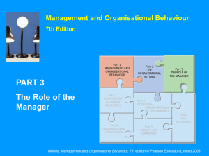 PART 3 The Role of the Manager Management and Organisational Behaviour