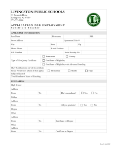 LIVINGSTON PUBLIC SCHOOLS 11 Foxcroft Drive Livingston, NJ 07039 973-535-8000