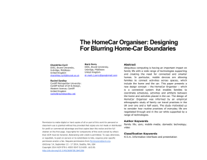 The HomeCar Organiser: Designing For Blurring Home-Car Boundaries Abstract