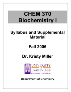 CHEM 370 Biochemistry I Syllabus and Supplemental