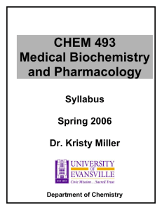 CHEM 493 Medical Biochemistry and Pharmacology