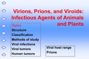 Virions, Prions, and Viroids: Infectious Agents of Animals and Plants