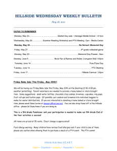 HILLSIDE WEDNESDAY WEEKLY BULLETIN  May 18, 2011