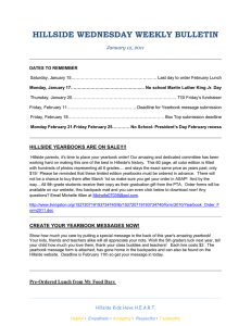 HILLSIDE WEDNESDAY WEEKLY BULLETIN  January 12, 2011