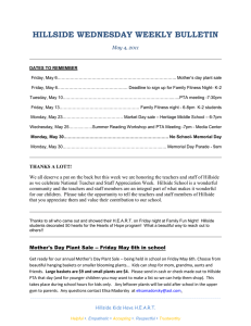 HILLSIDE WEDNESDAY WEEKLY BULLETIN  May 4, 2011