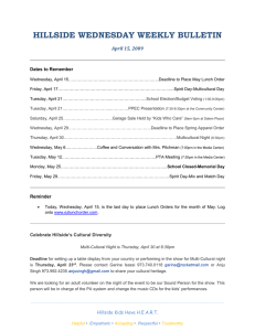 HILLSIDE WEDNESDAY WEEKLY BULLETIN April 15, 2009  Dates to Remember