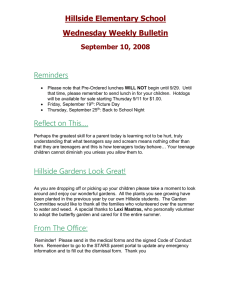Hillside Elementary School Wednesday Weekly Bulletin Reminders September 10, 2008