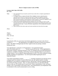 Denver Campus Lecturer Letter of Offer  Lecturer (Job Codes 1419-1420)