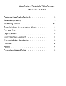 Classification of Students for Tuition Purposes TABLE OF CONTENTS