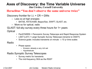 Axes of Discovery: the Time Variable Universe Discovery frontier for