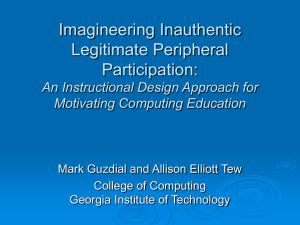 Imagineering Inauthentic Legitimate Peripheral Participation: An Instructional Design Approach for