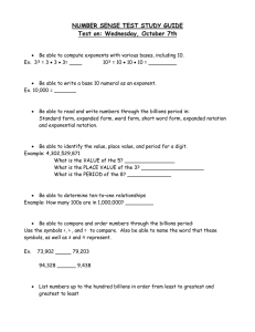 NUMBER SENSE TEST STUDY GUIDE Test on: Wednesday, October 7th