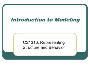 Introduction to Modeling CS1316: Representing Structure and Behavior